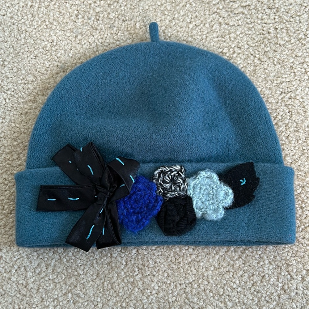 Alessandra Bacci Teal Blue Felted Wool Hat